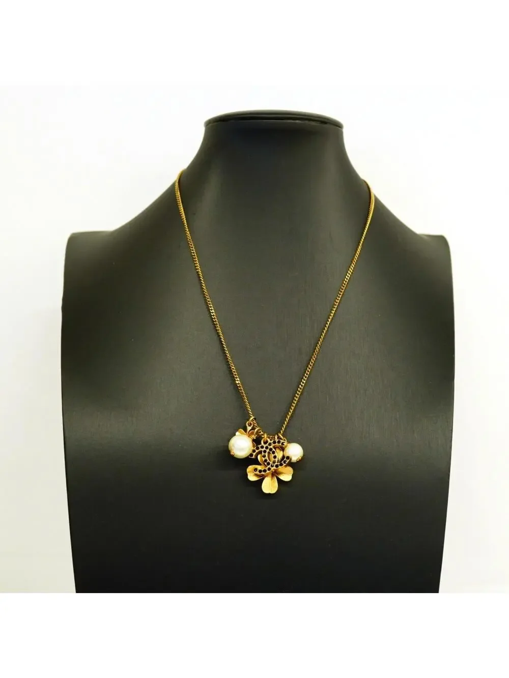 Chanel Cc Logo Clover Pendant Necklace #288078C90B